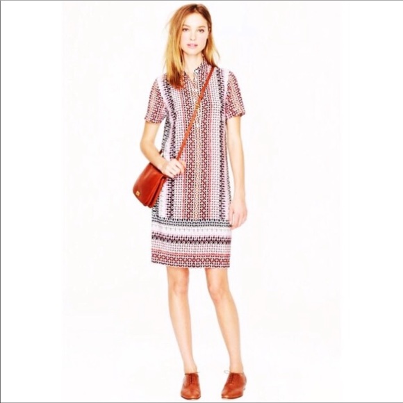 J Crew Silk Geo Shirt Dress - Picture 2 of 3